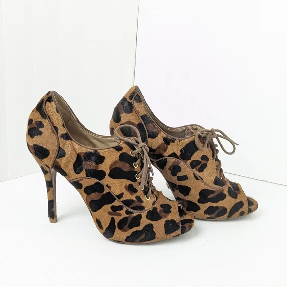SCHUTZ Leopard Peep Toe Heels - Picture 16 of 16